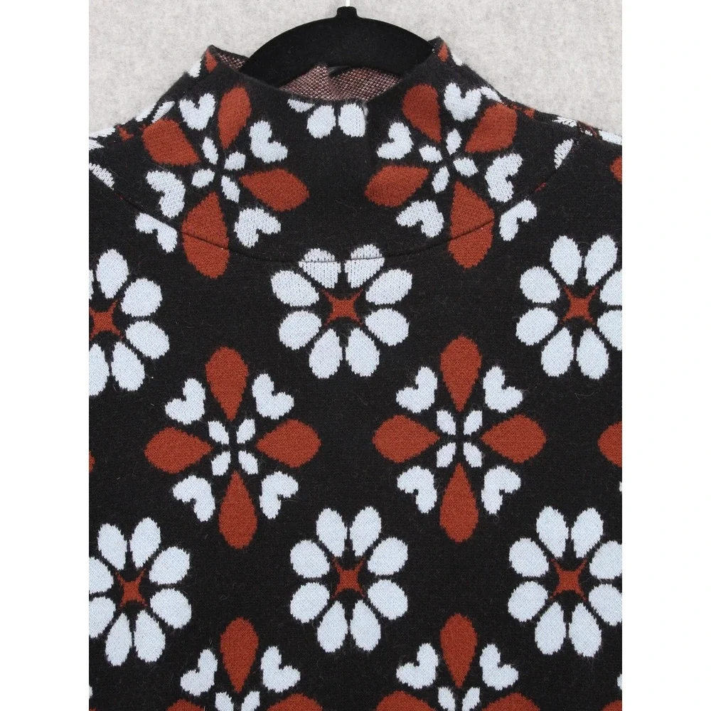 Maeve Anthropologie Carys Mock Neck Sweater Black Rust XXS - Picture 2 of 11